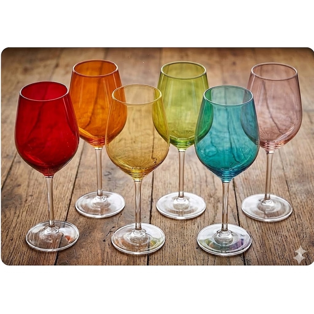 Excelsa Wine Glasses Transparent Glass Multicolor cl.50 set 6 pcs